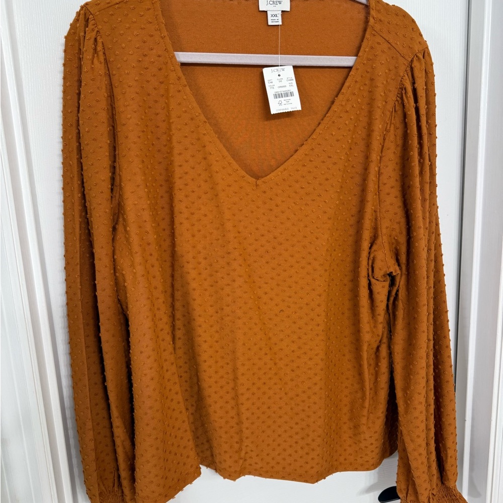 J. Crew Women's V-Neck Textured Blouse clip dot top